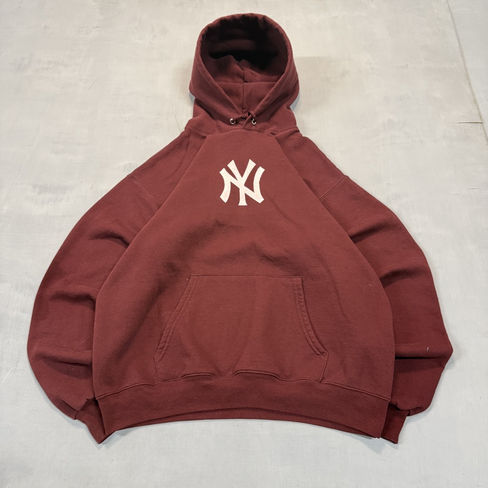 Printed Hanes Men's pullover hoodie 2000s Burgundy Size M